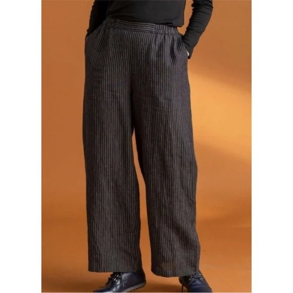 Gudrun Sjoden Striped Linen Wide Leg Pants - Picture 1 of 5